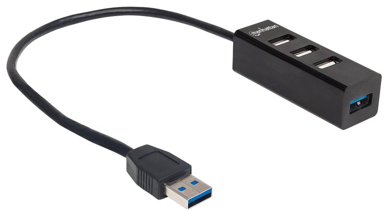 Manhattan 4-Port USB 3.0 Hub â€“ with Long 12 Inch Cable, 5 Gbps Data Transfer, 1A Mobile Device Charging â€“ Compatible with PC, MacBook, Mac Pro, Mac Mini, iMac, Surface Pro, Flash Drive â€“ 163828 - Image 4